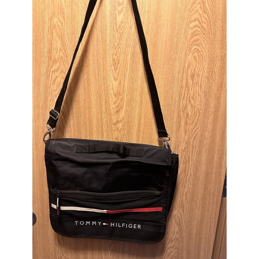 Tommy Hilfiger Laptop Book Bag Over The Shoulder Strap Black